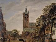 Jan van der Heyden Scenic old church painting